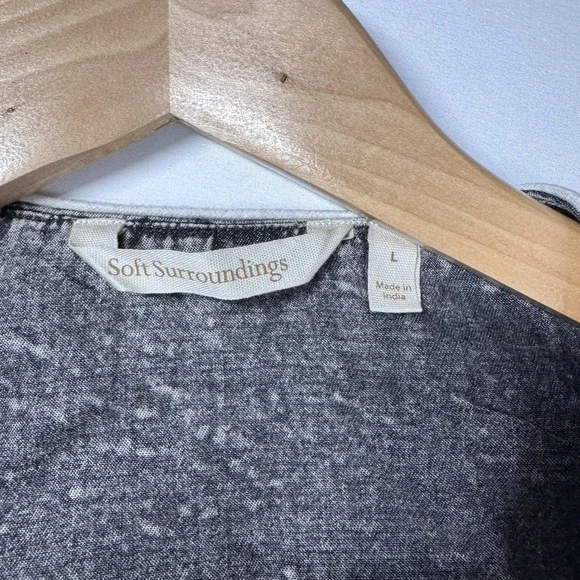 Soft Surroundings Wildwood Bolero Cropped Jacket Sz L Floral Embroidery Gray Wht - Picture 5 of 10